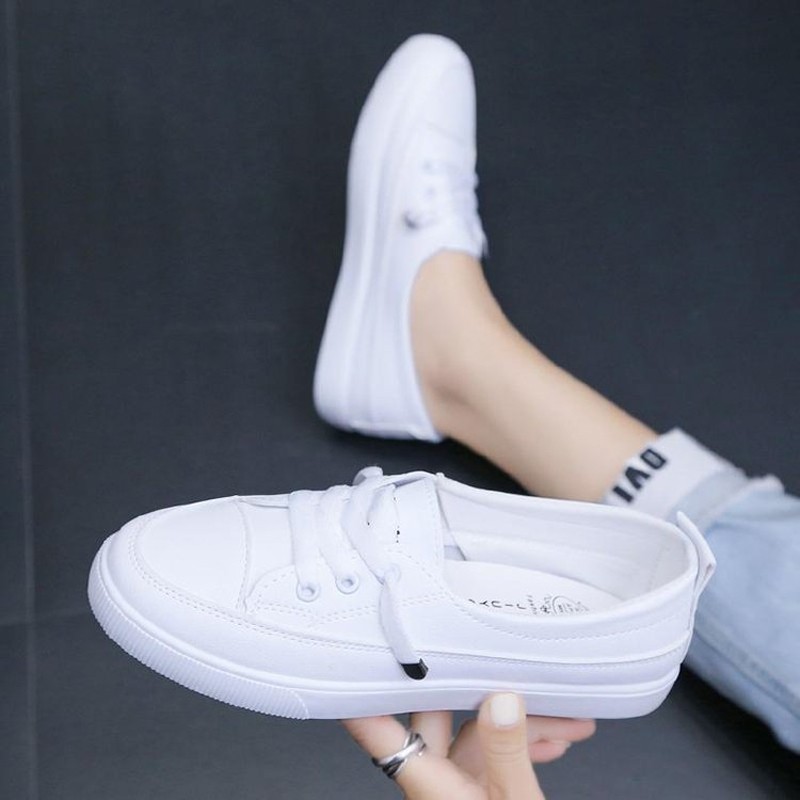 2021 Low Platform Sneakers Women Shoes Female PU Leather Walking Sneakers Loafers White Flat Slip On Vulcanize Casual Shoes