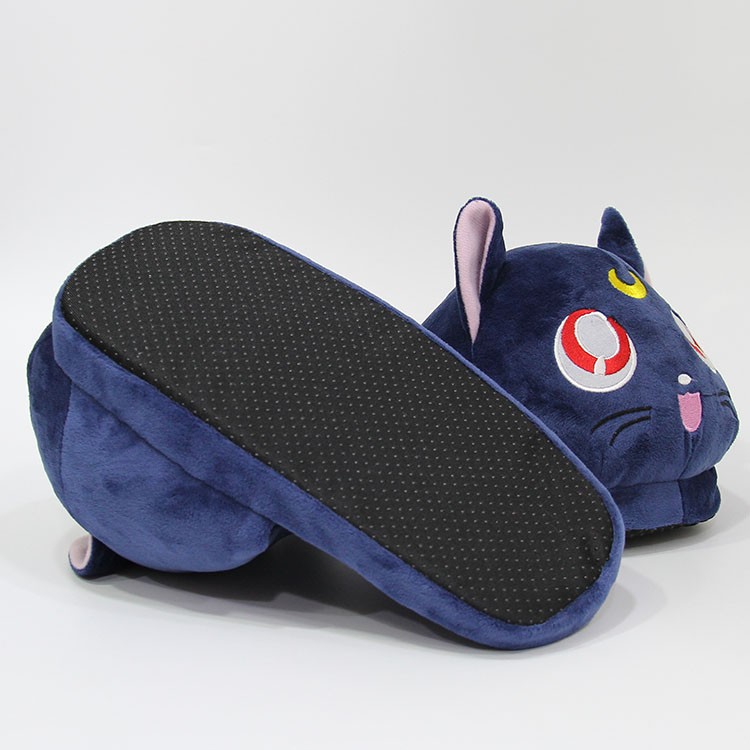 Anime Cartoon Animal Plush Slippers Luna Cat Kitty Soft Stuffed Warm Winter Indoor Shoes