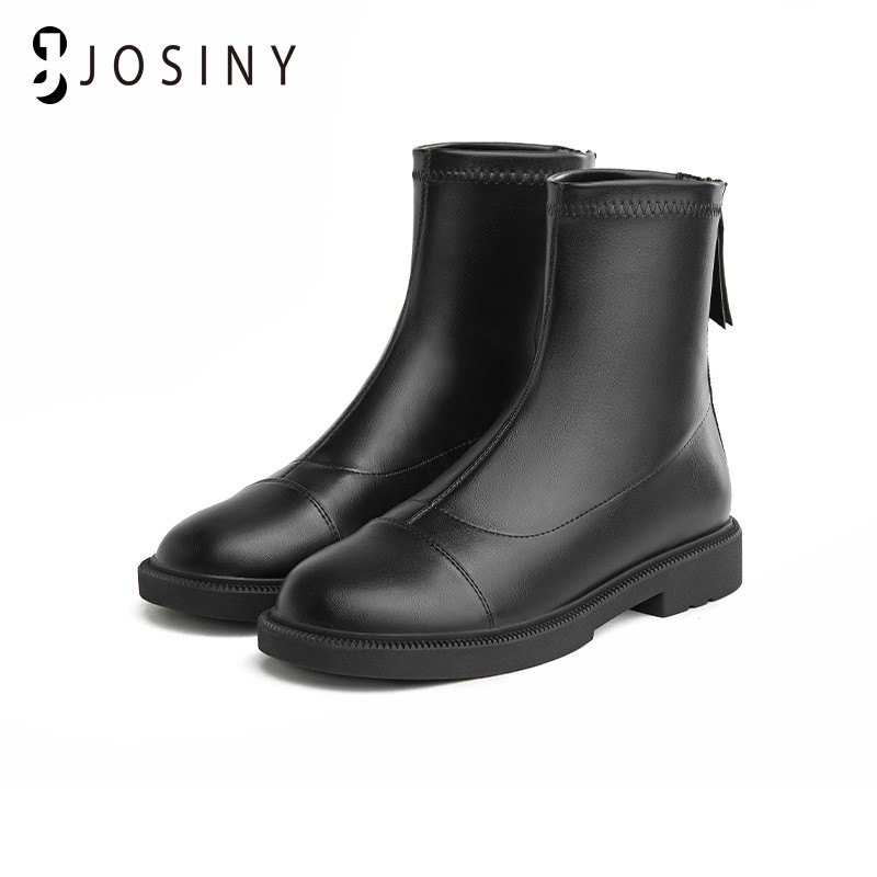 JOSINY 2022 جديد الشتاء أحذية للنساء بولي Leather الجلود سستة حذاء بوت بطول الكاحل مختلط اللون السيدات جولة تو أحذية أنيقة