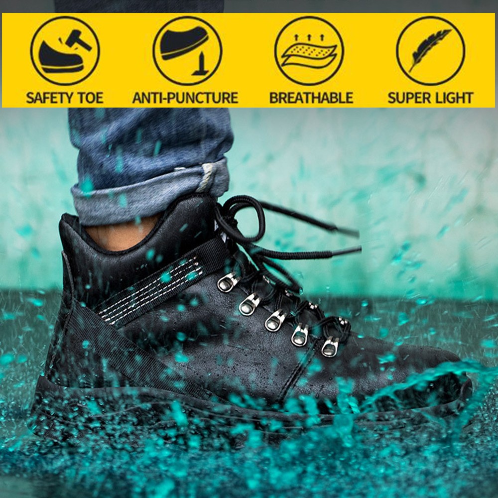 Anti-smashing safety shoes men wear high-top shoes slip waterproof oil safety work protective shoes mens winter boots for work