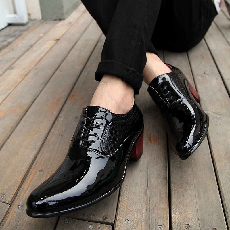 Men Wedding Sneakers Increase Leather Shoes Men Oxford Platform Shoes Pointed Toe Work Shoes High Heel Dress Sabatos G16