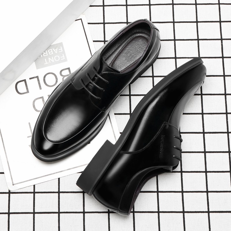 Men Leather Shoes Elevator Shoes Height Increasing Shoes Height Increasing Shoes Insole Height Increase 6/8cm Black Height