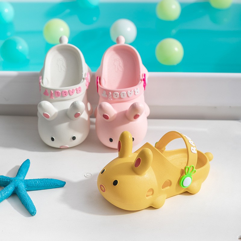 Baby Summer Slippers Cartoon Shoes Baby Flip Flops Indoor Slippers Child Cartoon Non-slip Bunny Beach Swimming Slippers Kids