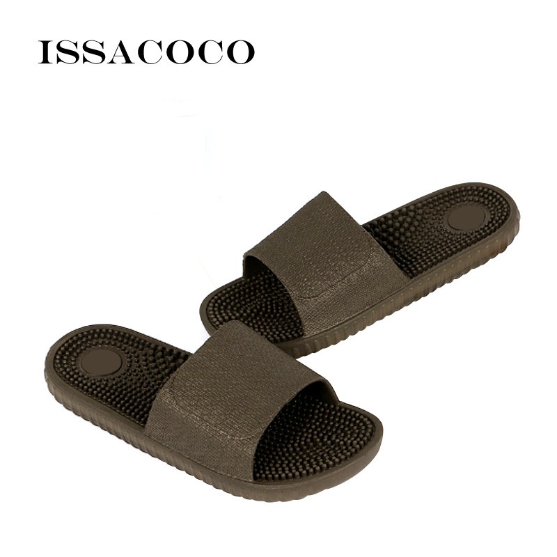 ISSACOCO الرجال شقة داخلي نِعال تدليك الرجال المنزل عدم الانزلاق نِعال تدليك Zapatos Hombre شاطئ الوجه يتخبط الرجال الشرائح