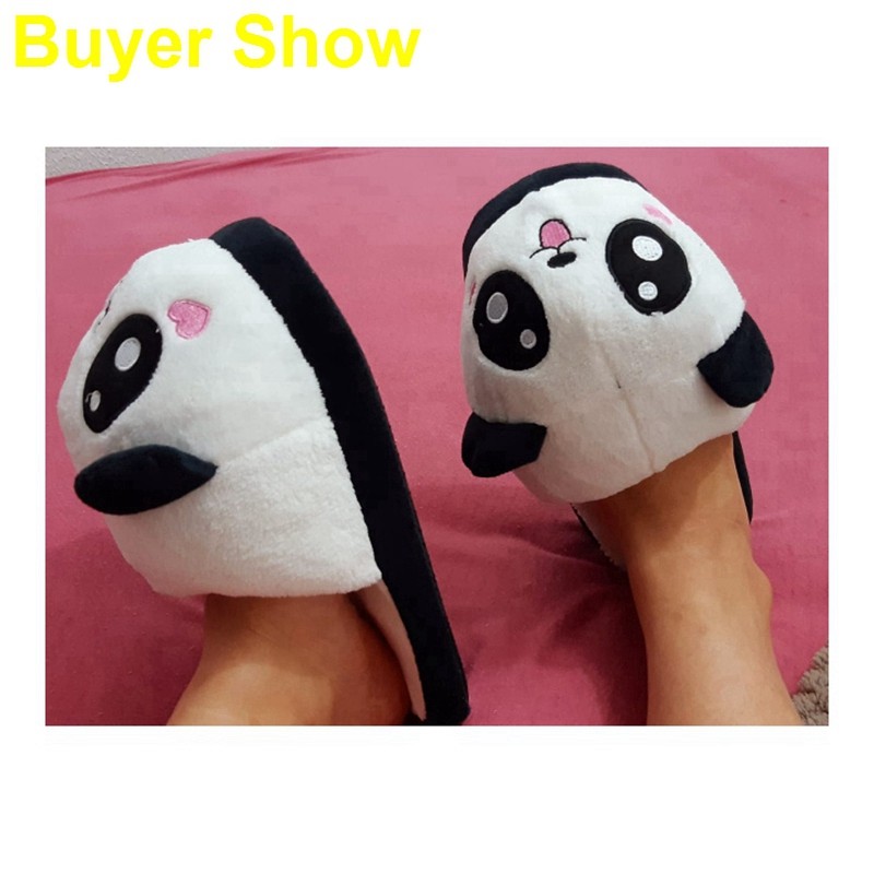 SIMLOVEYO Winter Indoor Panda Slippers Flat Furry Home Cartoon Women Slippers Unisex Couple Animal Warm Non-slip Shoes T389b