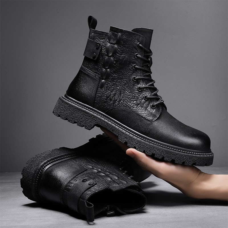 2021 men boots autumn casual black boots men full grain genuine leather luxury men business snow boots outdoor men's shoes