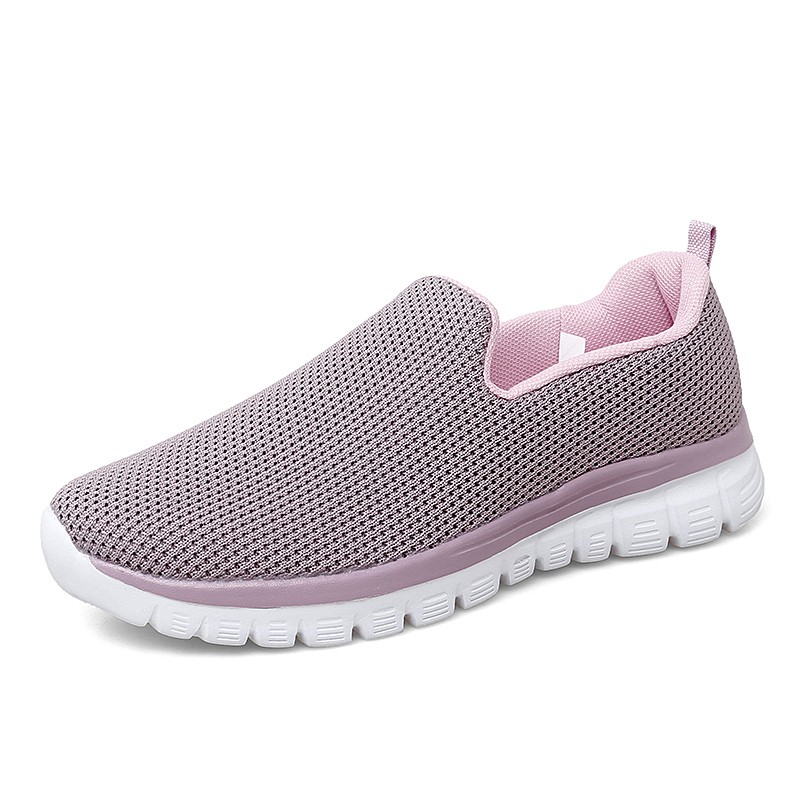 Women Walking Sneaker Mesh Breathable Female Knitted White Vulcanized Shoes Casual Slip on Ladies Flat Shoes Comfort Footwear