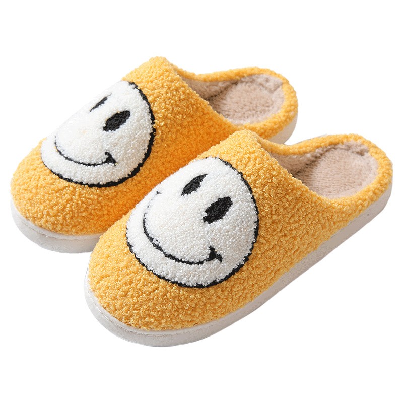 Plus Size 45 Smile Cotton Slippers Autumn Winter Home Indoor Slippers Sweet Lovely Catroon Fur Slippers Non-slip Comfortable Women Shoes