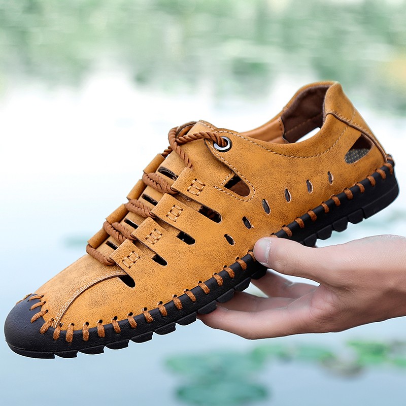 Summer Sandals Men Classic Leather Roman Sandals 2022 Outdoor Slippers Sneaker Beach Rubber Slippers Men Water Trekking Sandals