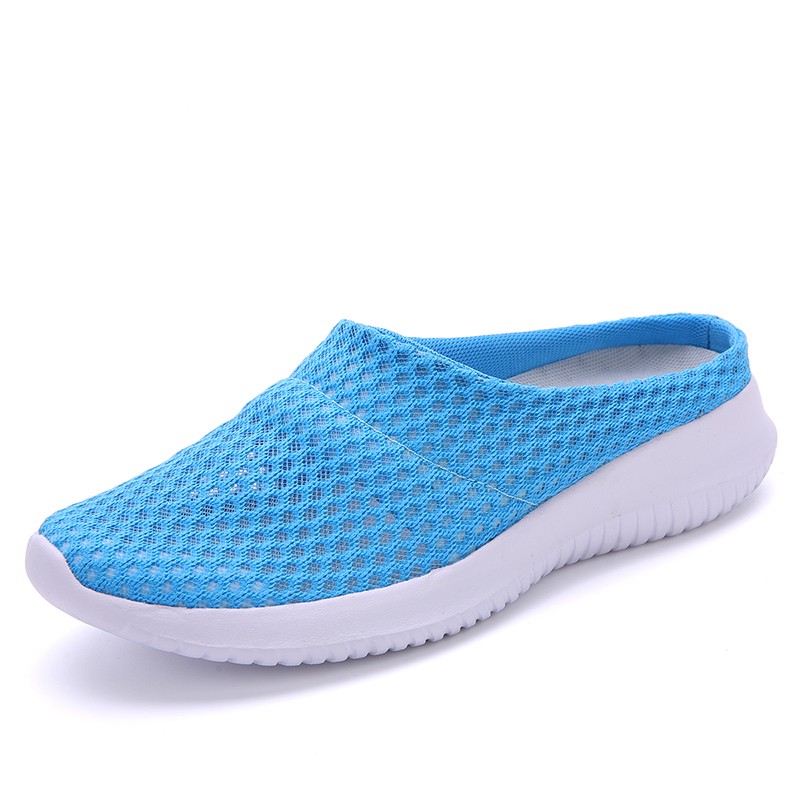 Flying Mesh Half Slippers Women Walking Shoes Orthopedic Ladies Platform Mules Mesh Lightweight Slippers Wedge Female Sneaker