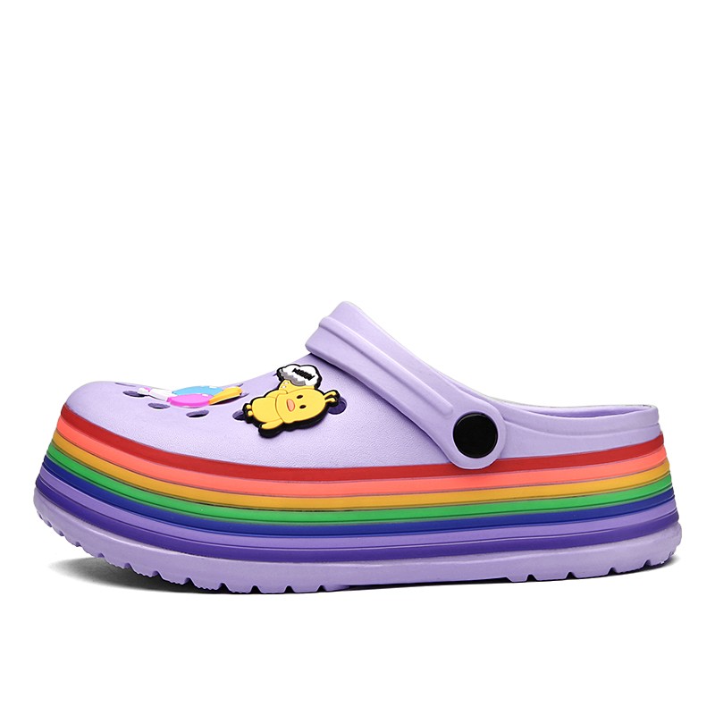 summer women platform clogs rainbow garden sandals cartoon fruit slippers slip on for girl beach shoes outdoor fashion slides