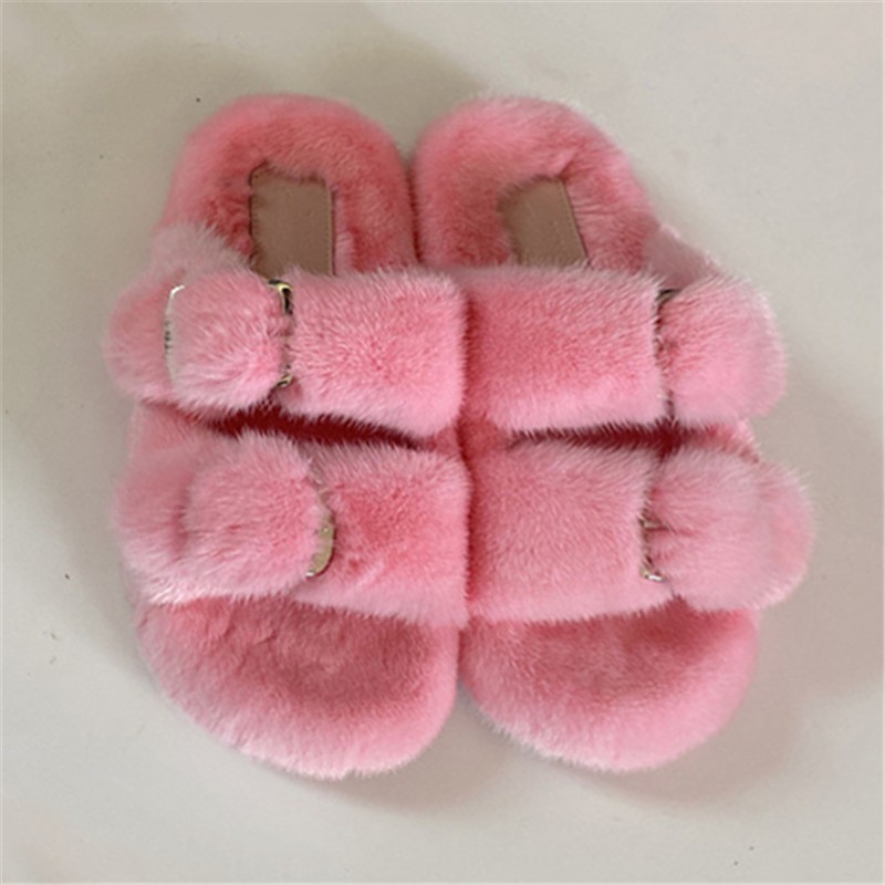 100% Genuine Mink Fur European Luxury Slippers Winter Indoor Slippers Women Slippers Women Slippers