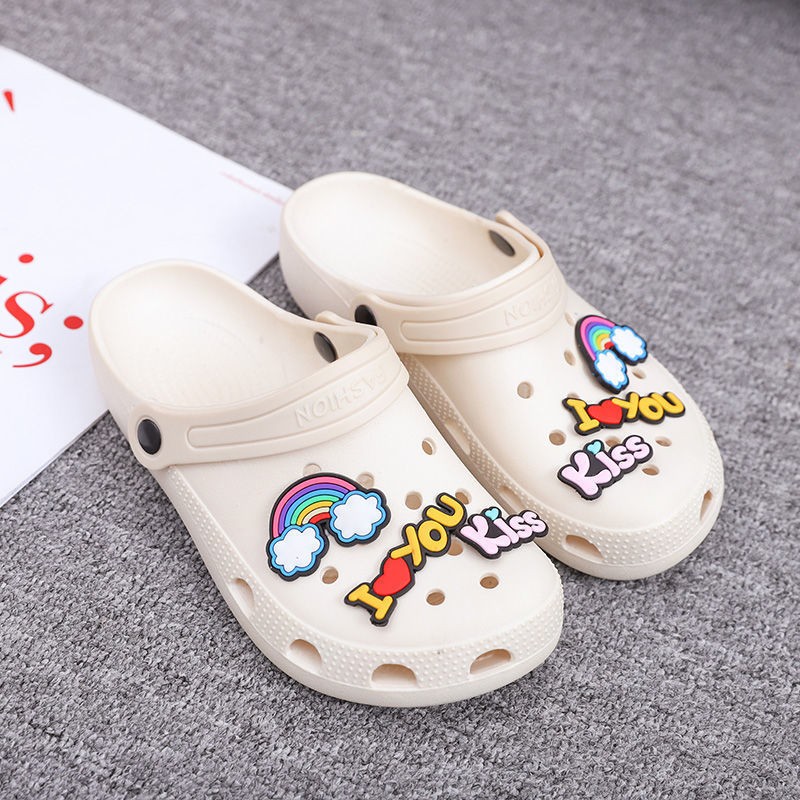 Cave Shoes Women Summer Hollow Outside Wear Slippers Cute Thick Bottom Non-slip Toe Sandals Casual Breathable Buckle Beach Shoes