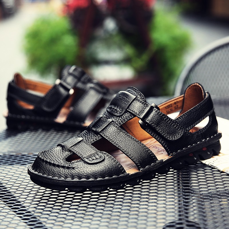 2022 New Classic Men Sandals Summer Genuine Leather Sandals Men Lightweight Casual Sandals Fashion Men's Sandals Plus Size