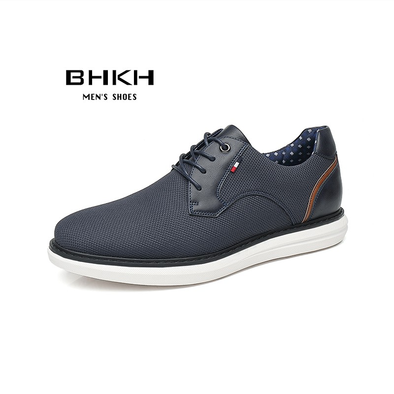 2022 Spring/Summer New Comfortable Men Shoes Luxury Brand Men Casual Shoes Lace Up Business Style Dress Shoes BHKH Men Shoes