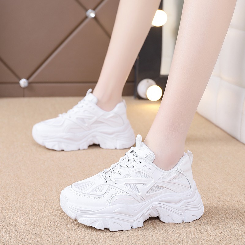 JMPRS Breathable Mesh Sneakers Women 2022 Summer New Fashion Thick Bottom Lace Up Sneakers Woman Solid Platform Casual Shoes