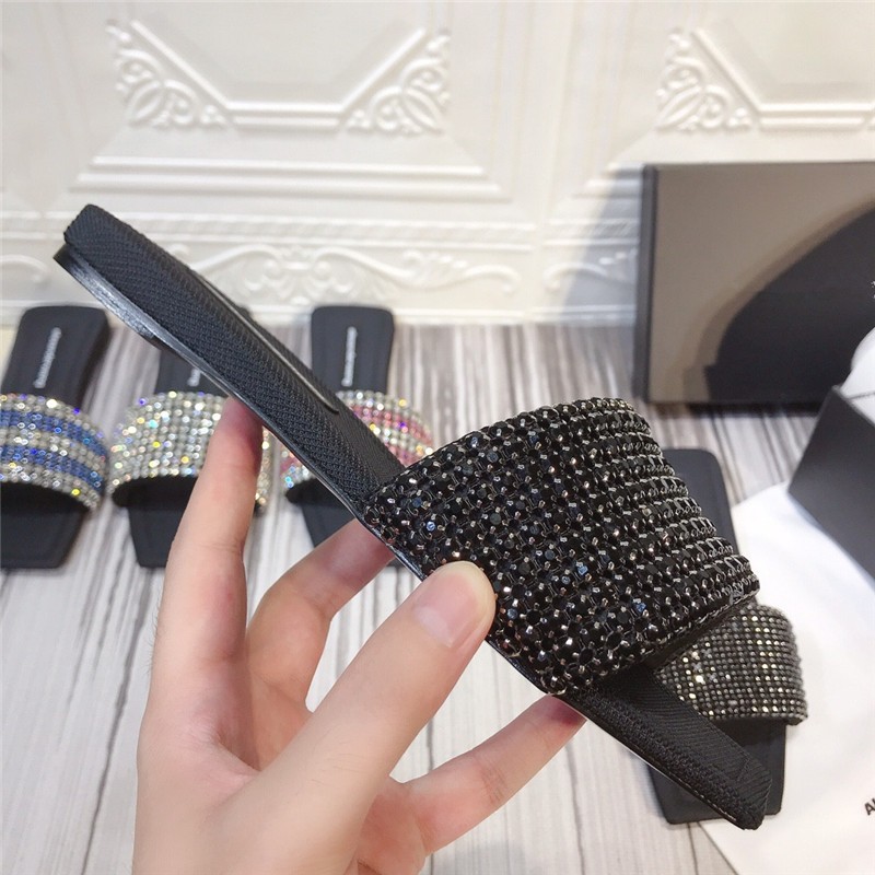 Luxury Designer Flat Shoes for Women Bling Bling Diamond Babouche