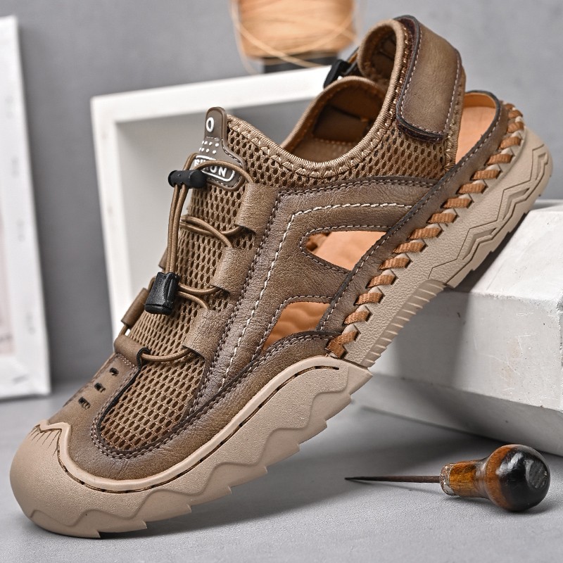 Summer Genuine Leather Men Sandals Outdoor Non-slip Men Beach Sandals Breathable Men Roman Sandals Fashion Men Sneakers