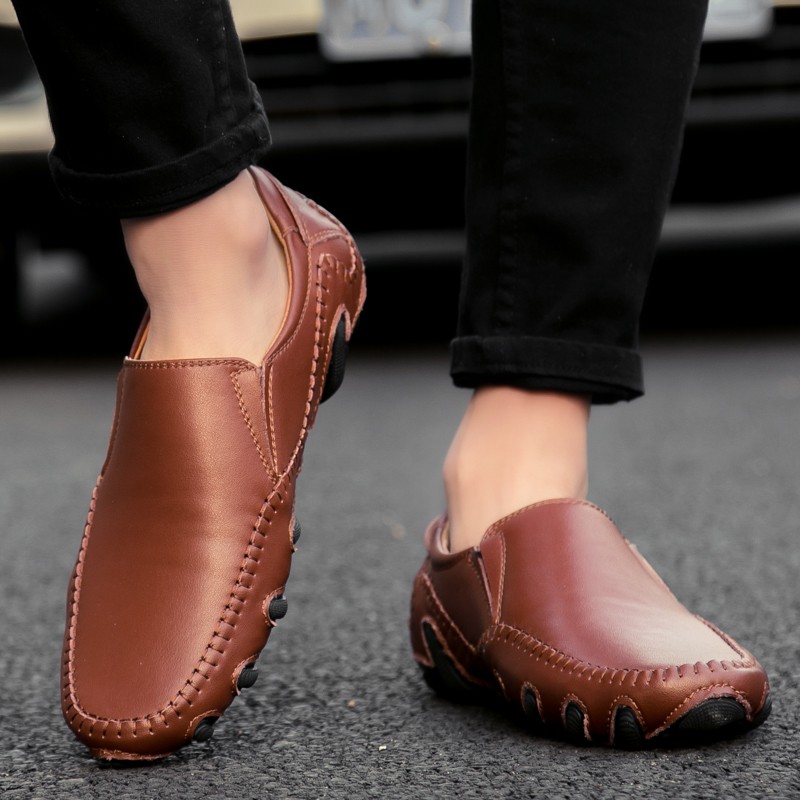 Men's casual genuine leather shoes, waterproof moccasin shoes, comfortable driving sports shoes, men's fashion