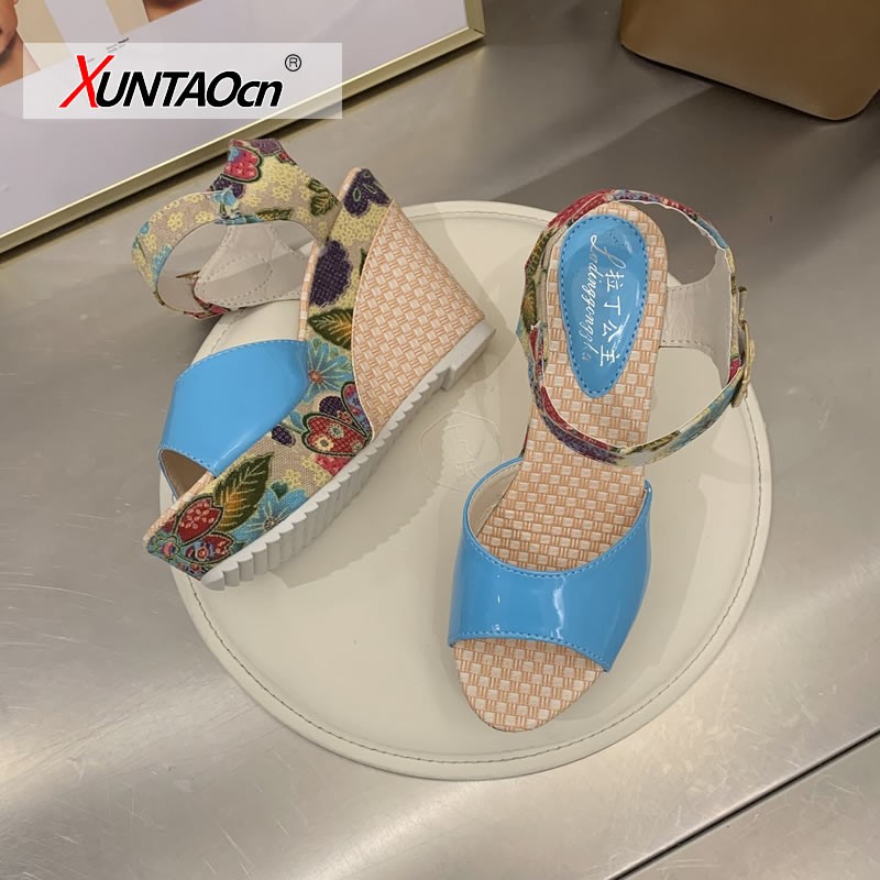 Women Sandals Summer Platform Wedges Casual Shoes Floral Ladies Super High Heels Open Toe Women Slippers Sandalias Zapatos Mujer