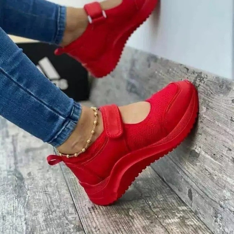 Women Sneakers Platform Sandals Solid Mesh Cut Out Casual Women's Shoes 2021 New Fashion Plus Size Thick Bottom Ladies Shoes