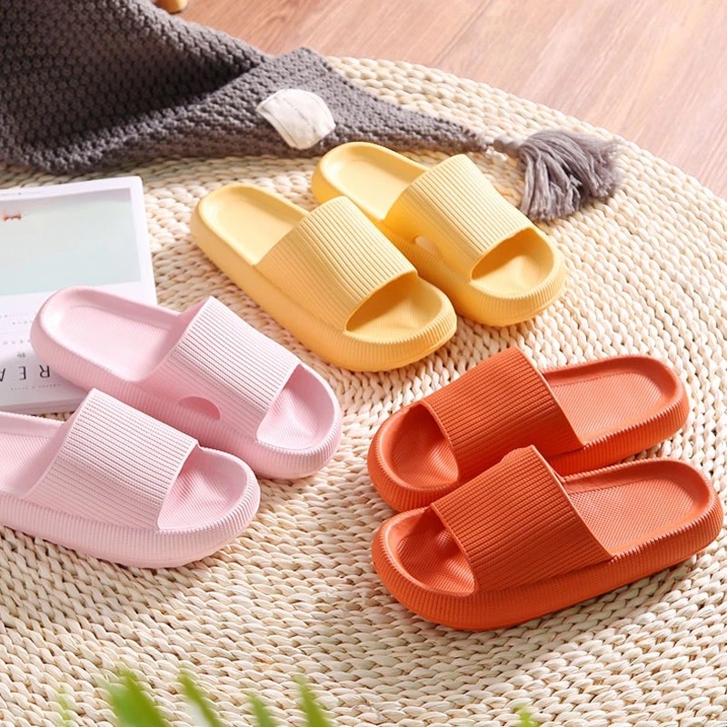 Rimocy Thick Sole Home Women Slippers Soft Summer Slides Non-slip Woman Flat Heel Comfortable Sandals Flip Flops Female