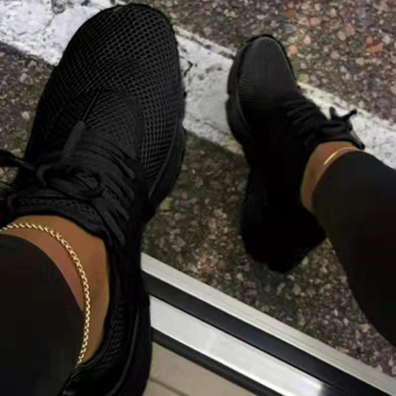 2022 New Fashion Breathable Sneakers Women Spring Knitted Fabric Ladies Lace Up Casual Shoes 35-43 Running Walking Gym Flats