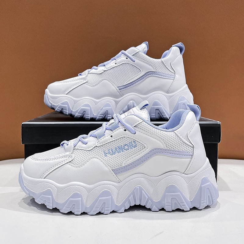 Rimocy Thick Bottom Women Sneakers Fashion 2021 Autumn Chunky Platform Casual Shoes Woman Comfortable Non-slip Vulcanize Shoes