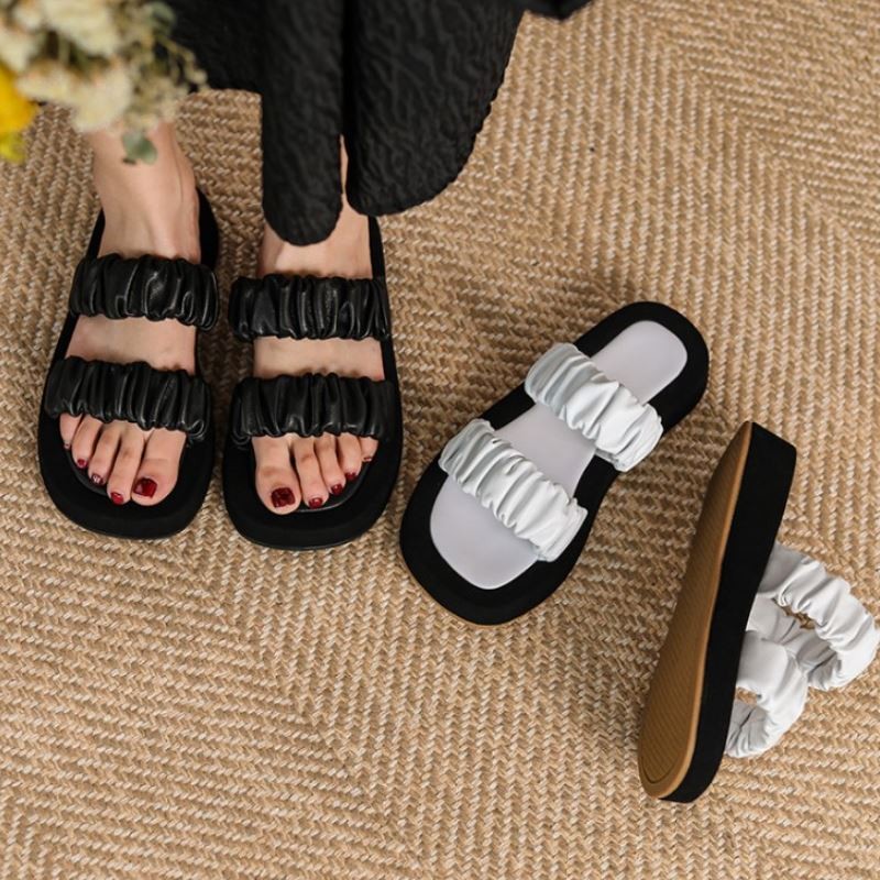 VENTACT New Women Sandals Real Leather Thick Bottom Ladies Slippers Fashion Casual Beach Shoes Women's Shoes Size 34-39