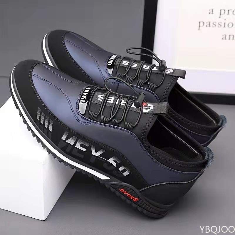 2022 Men's PU Leather Shoes Men's Casual Shoes Breathable Lightweight Black Sneakers Outdoor Driving Shoes Business Men's Shoes