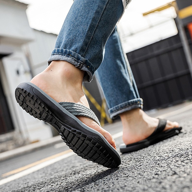 men summer flip flops beach sandals anti-slip casual flat shoes patchwork slippers home slippers for men