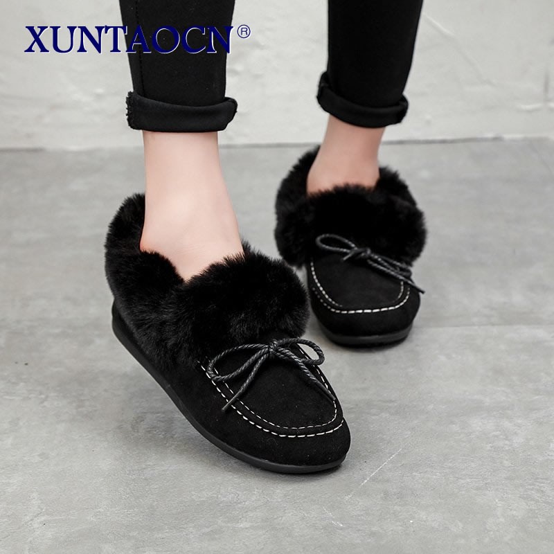 Winter Warm Brand Women Flat Sneakers Winter Plush Fur Female Loafers Faux Fur Female Casual Shoes Flats