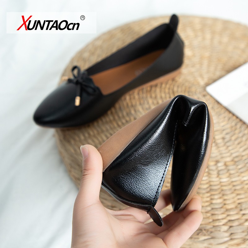 Fashionable summer women's shoes lightweight pure leather pointed toe women shoes flat heel