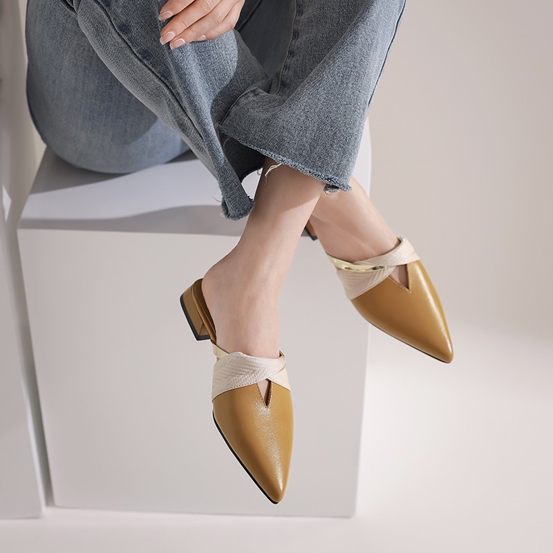 FEDONAS Women Sandals Genuine Leather Spring Summer Brand Fashion Shoes Woman Pointed Toe Office Pumps Mules Shoes