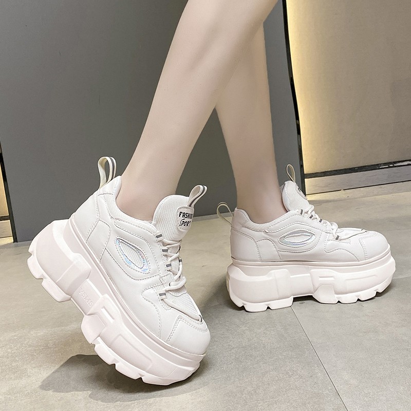 Rimocy Spring Black Chunky Sneakers Women Fashion Thick Bottom Vulcanized Shoes Woman Mesh Breathable Platform Sneakers Female