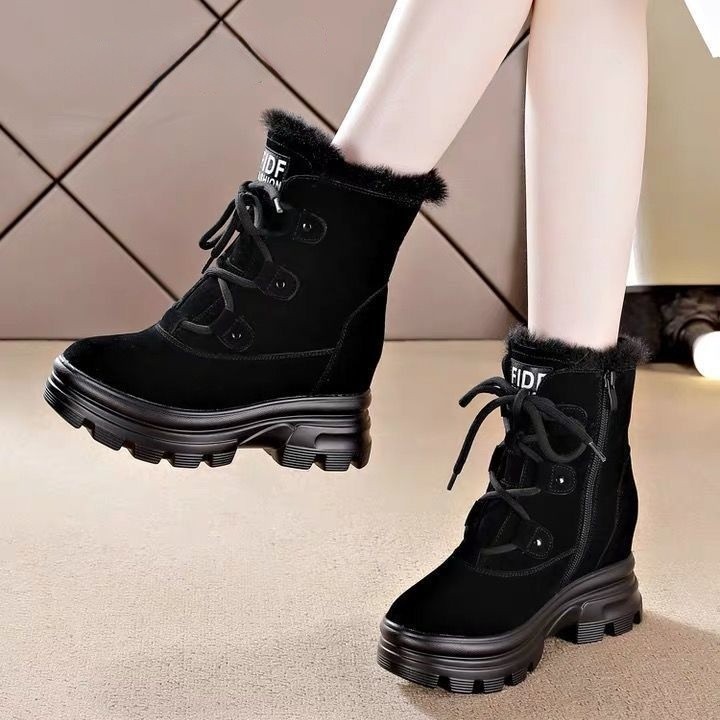 snow boots women 2021 winter high boots plush warm boots plus size easy wear girl shoes white zip female boots hot