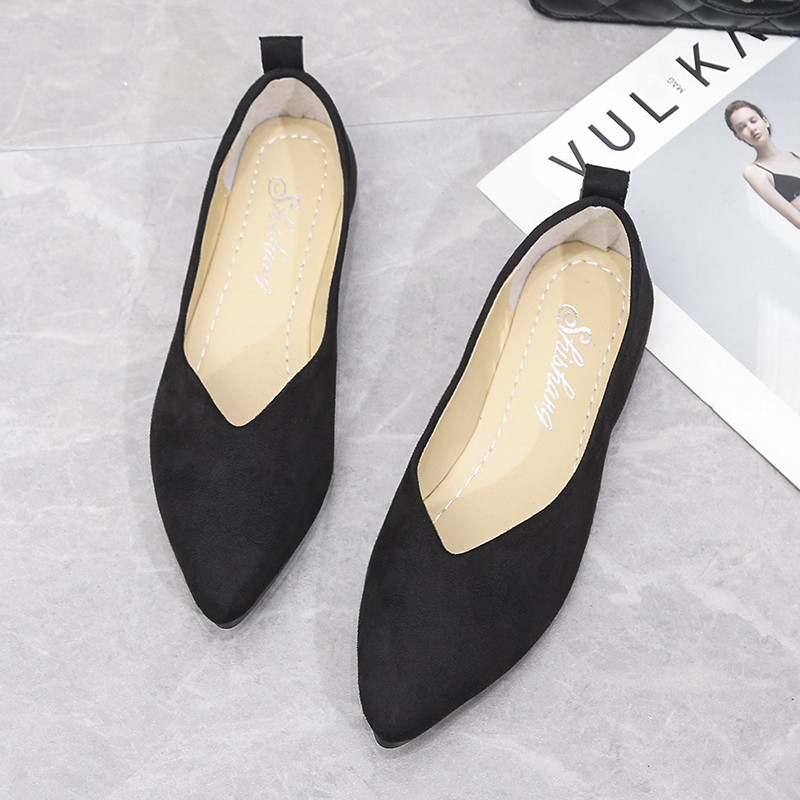 Slip On Women Flats Shoes Candy Color Pointed Toe Female Loafers Large Size Shoes Woman Spring Flock Ladies Ballet Flats