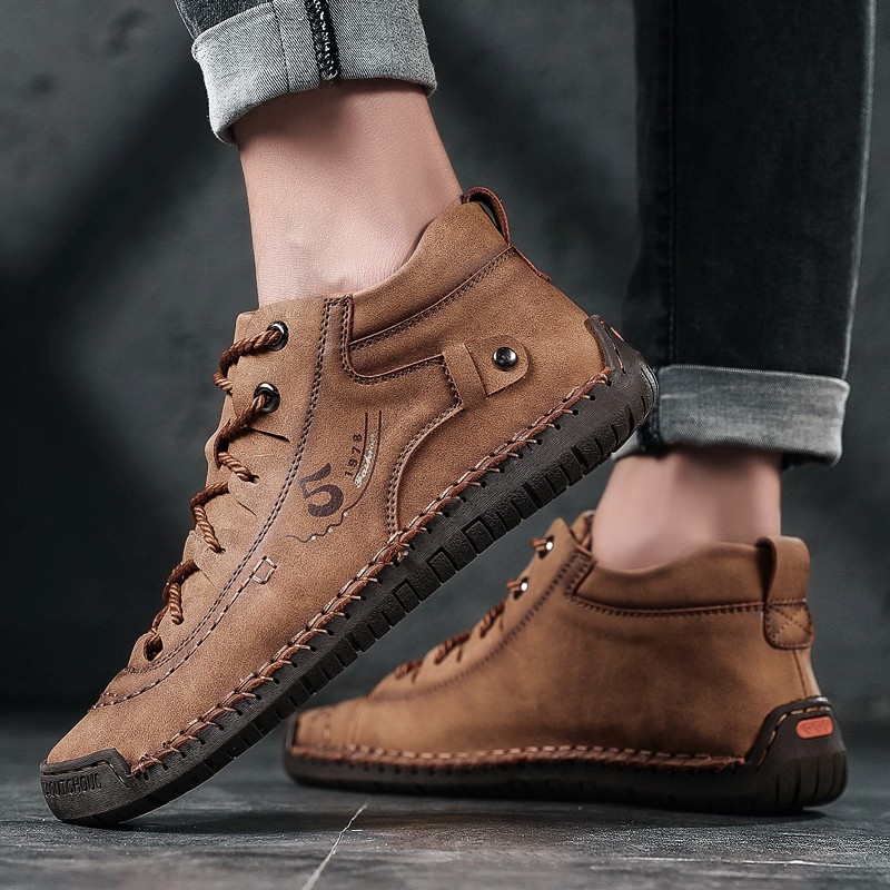 2021 New Men's Mid Top Fashion Comfortable Shoes Spring Autumn Lace-up Casual Male Shoes Handmade Classic Sale Classic Flats