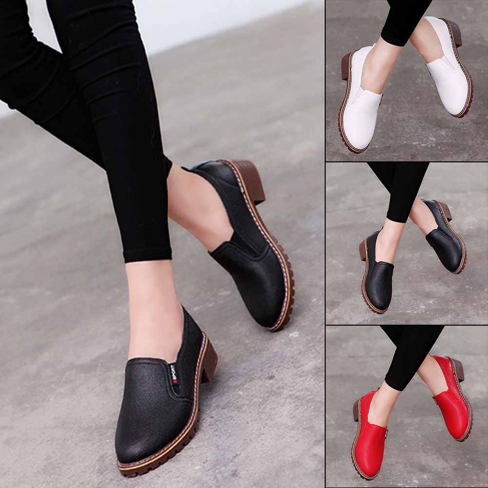 New Women Shoes Autumn Girls Oxford Shoes Waterproof Female PU Leather Shoes Causal Lesies