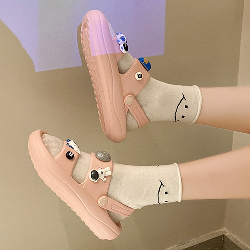 Cartoon Cute Cloud Slippers Women Leisure Home Non-slip Flip Flops Breathable Beach Jelly Shoes Fashion Lady Thick Bottom Slides