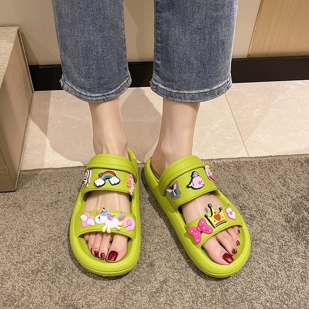 Summer Women Slippers Jelly Shoes EVA Soft Foam Home Slides Woman Cute Unicorn Bow Flip Flop Female Beach Sandals Outdoor