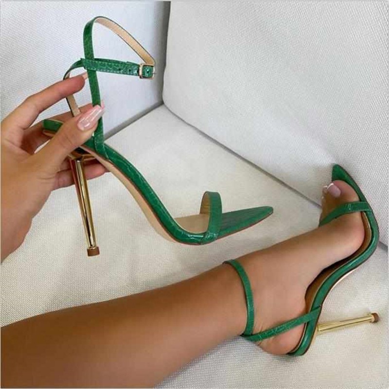 Fashion design summer club casual solid ankle strap sexy thin formal sandals high heels women's shoes