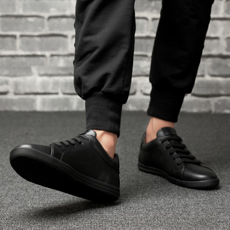 Men's White Leather Sneakers Flat Non-Slip Casual Shoes 2019