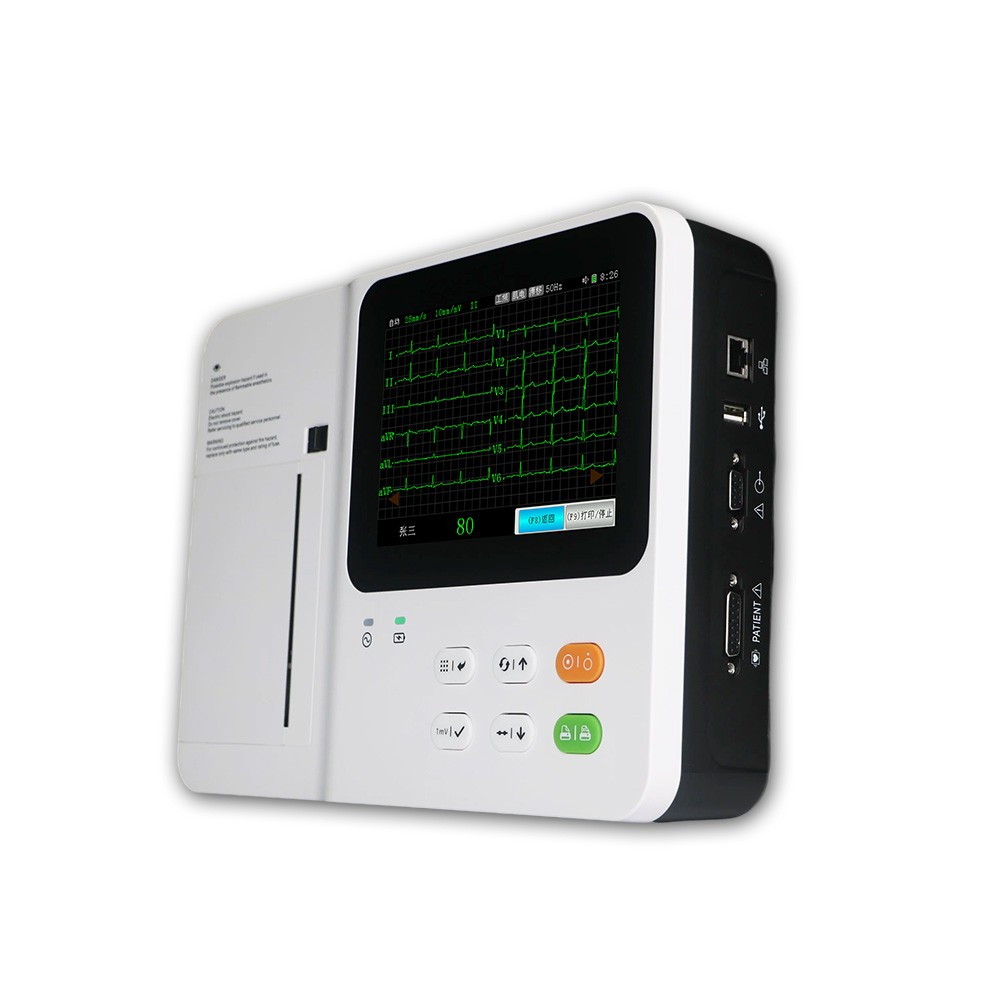 Full digital 6 channel ECG machine 7 inch LCD screen 12-lead synchronous ECG acquisition external USB memory 4 operating mode