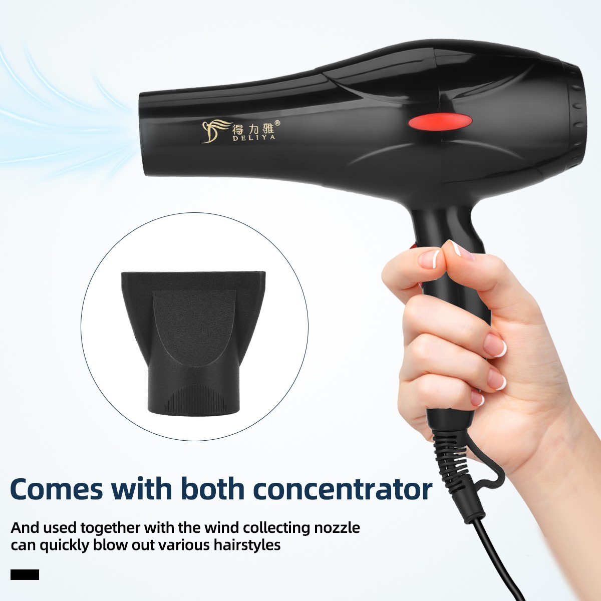 CkeyiN 2200W Professional Hair Dryers Strong Power Blow Dryer Salon Barber Styling Tool with 3 Temperature 2 Speed ​​Personal Care