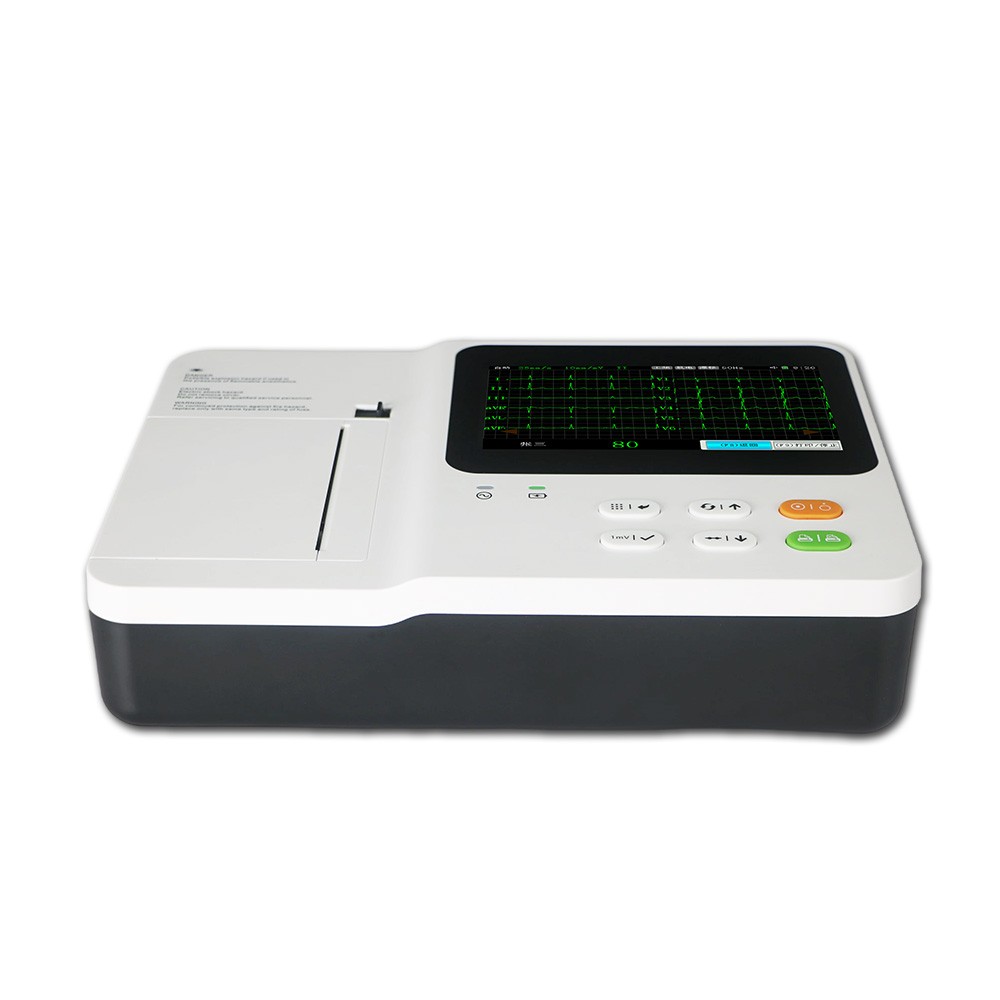 12-lead display 3 channel ECG machine 7 inch color LCD touch screen connectable external ECG workstation USB memory