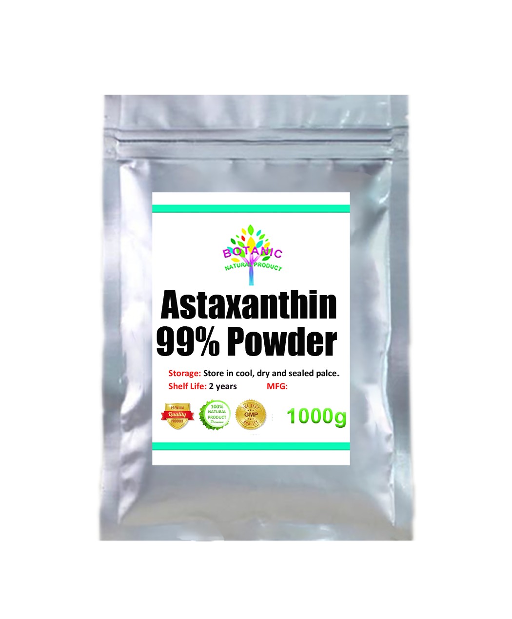 100g-1000g. Natural 99% astaxanthin powder can resist oxidation and delay aging, and extract Haematococcus pluvialis can