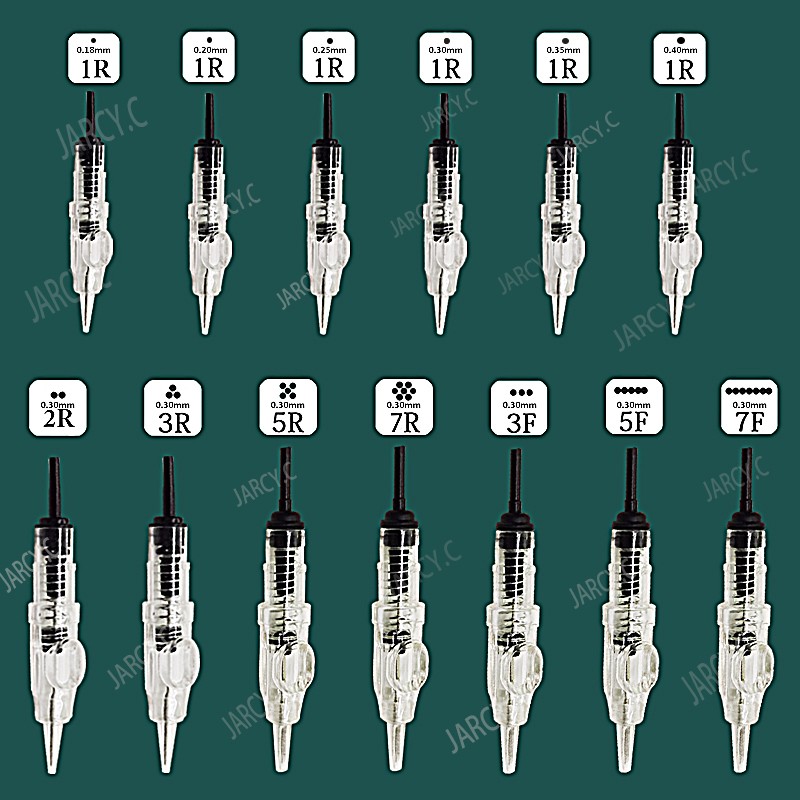 50 قطعة سهلة انقر العالمي 0.18/0.2/0.25/0.3/0.35/0.4 مللي متر 1RL تجميل دائم خرطوشة إبر 600D-G ل آلة لوشم الحاجب