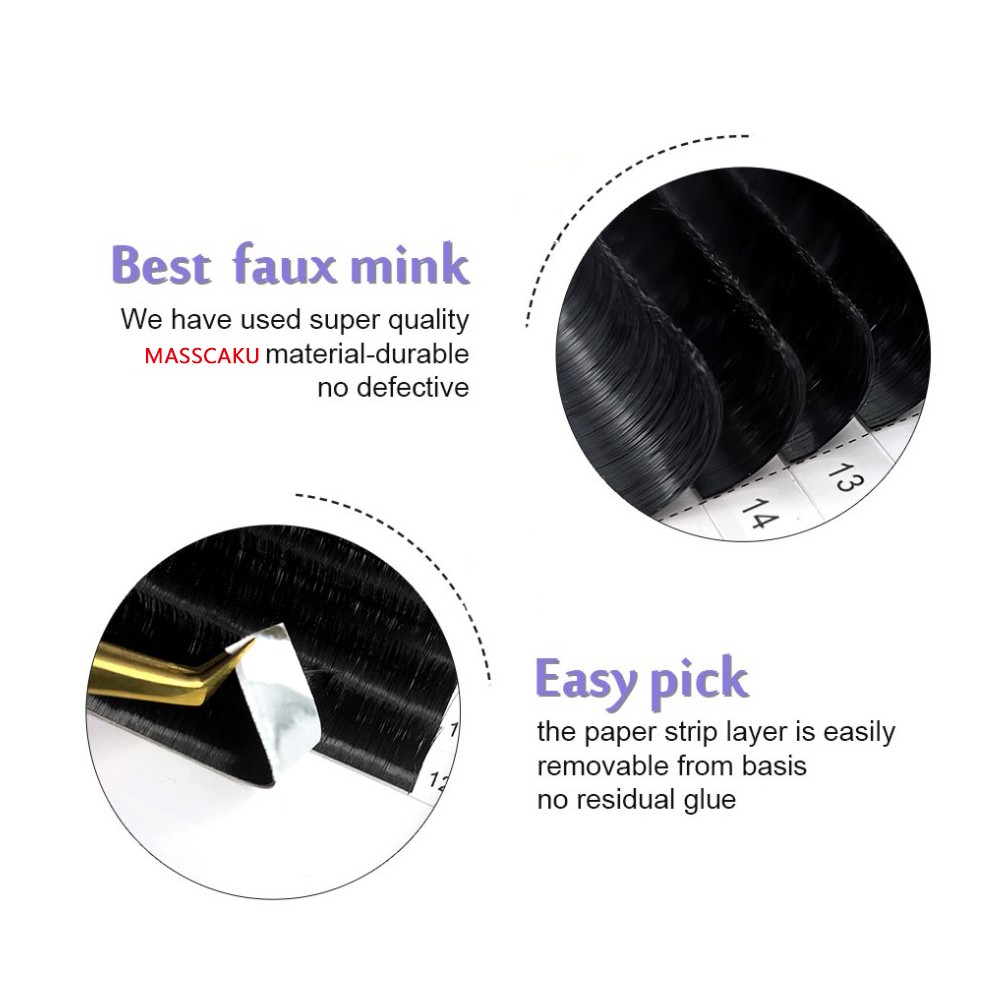 MASSCAKU Easy Fan Bloom Eyelash Extension Austomatic Flowering Fan Fast Making Self Fans Soft Silk Volume Lashes