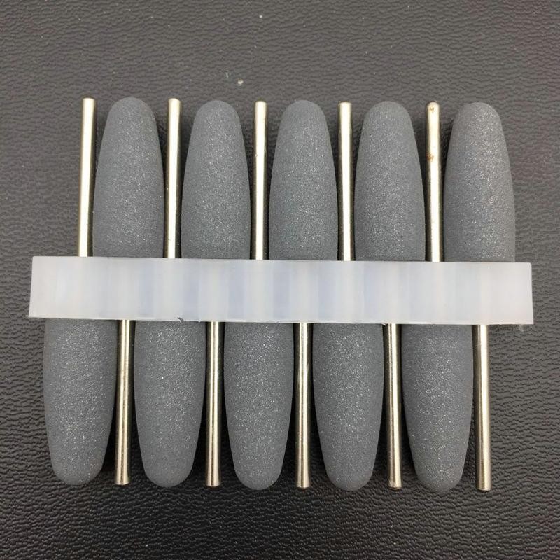 10pcs/set 10*24mm Rubber Silicone Nail Drills Big Head Bits Nail File Grinders For Manicure Pedicure Cuticle Clean Tools 15